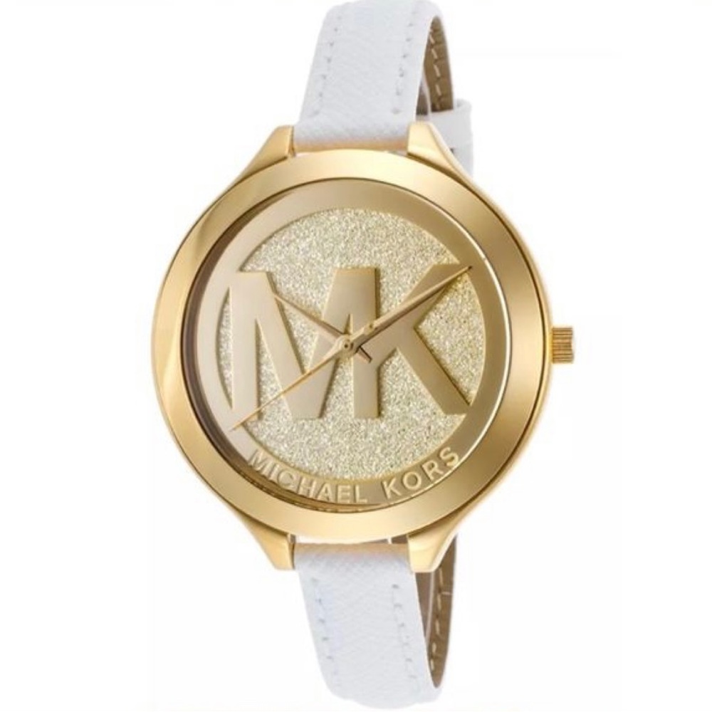 MICHAEL KORS SLIM RUNWAY MK GOLD LOGO WHITE WATCH